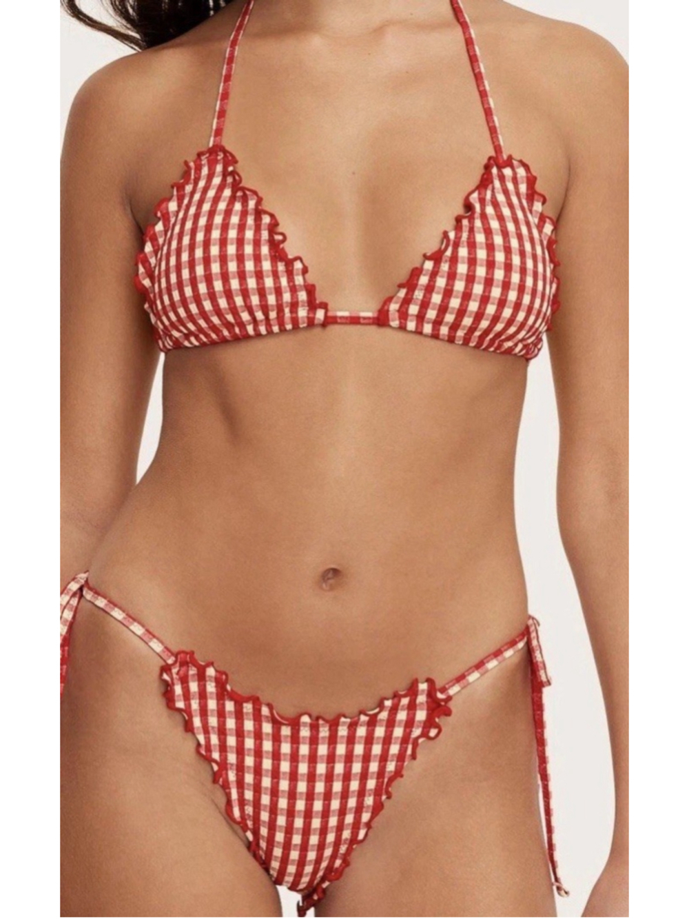 Parke Target Womens Bikini Swimsuit Set Red Gingham XL